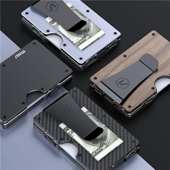 Men Slim Metal Money Clip Wallet, RFID Blocking Aluminum Cash Credit Card Holder - Picture 7 of 7